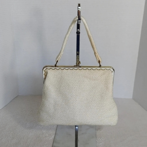 Vintage 50s Lumerd Sparkly White Evening Bag with matching coin‎ purse - Picture 1 of 16